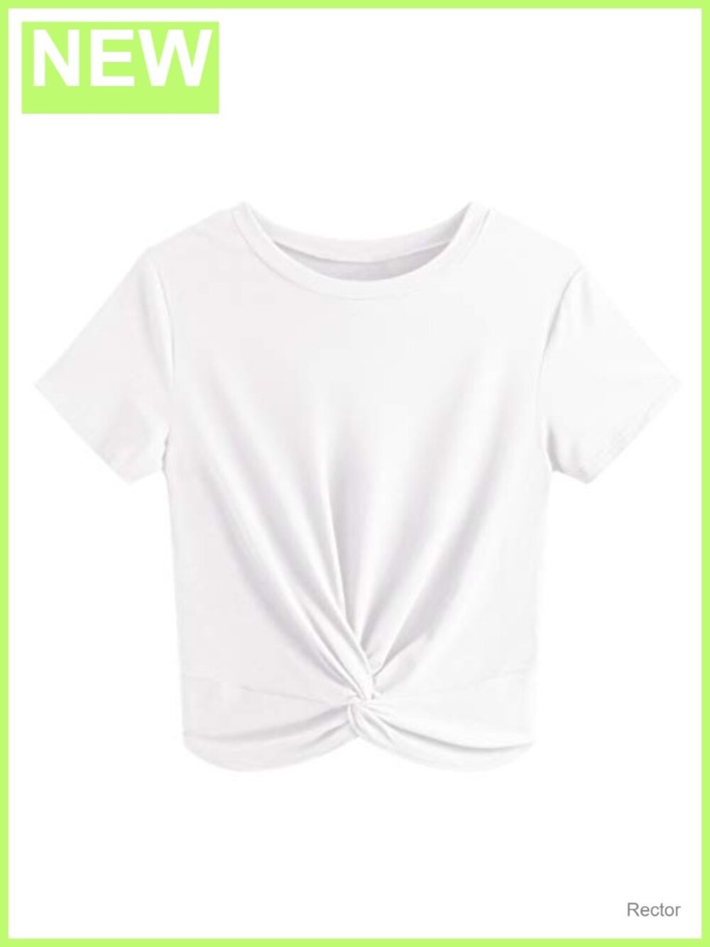Twist Front Crop Top Short Sleeve Round Neck Womens Tee